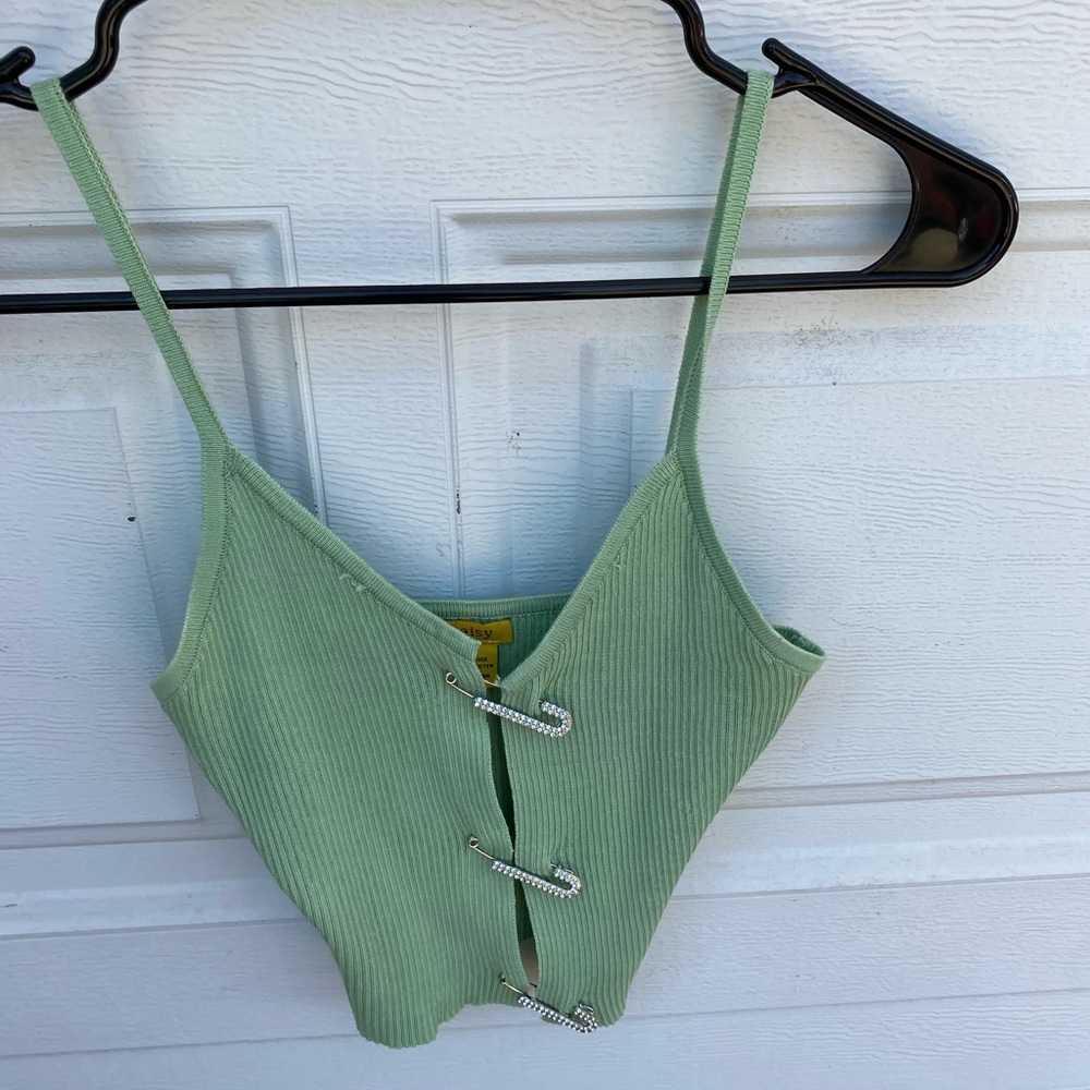 cropped green tank top